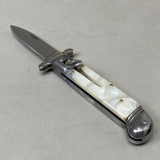 ZA@ ARMED FORCE TACTICAL Hand Crafted OTF Pocket Knife  3.5"Blade 8" Knife White Marble ST-10WP