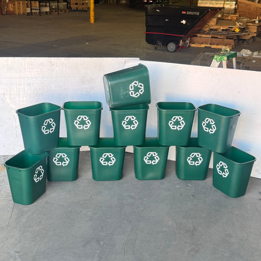 RUBBERMAID Lot of 12 Medium Soft Waste Basket Green 28-1/8 QT