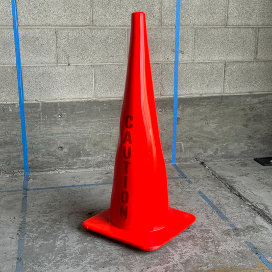 CAUTION Road Cone 37”Hx15”x15” Rubber and Plastic Orange