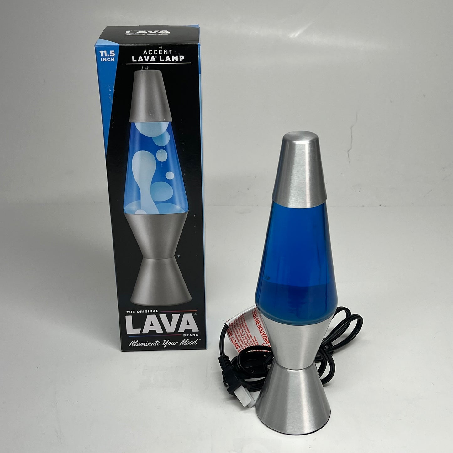 SCHYLING Accent Lava Lamp Illuminate Your Mood 11.5" Blue/White W/ Silver Base