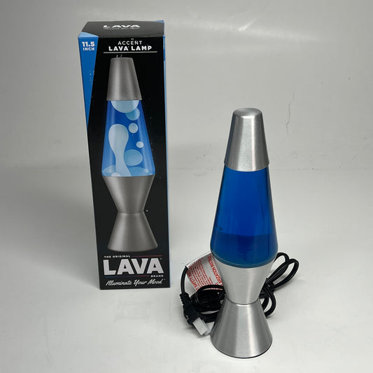 SCHYLING Accent Lava Lamp Illuminate Your Mood 11.5" Blue/White W/ Silver Base