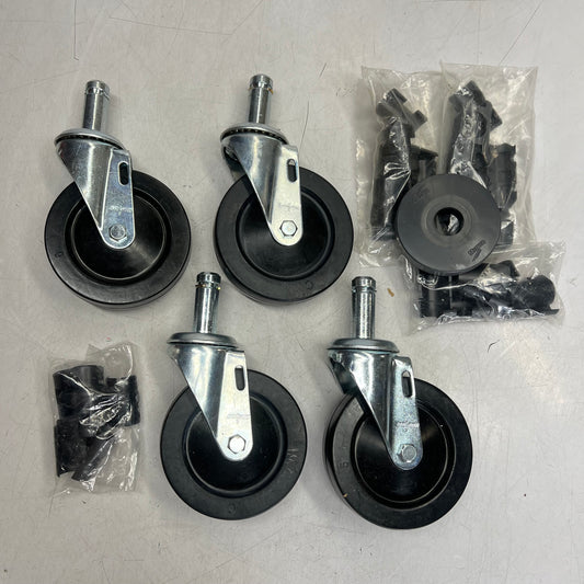 METRO (SET OF 4) Swivel Stem Casters Resilient Rubber Wheel Treads 5" 5M