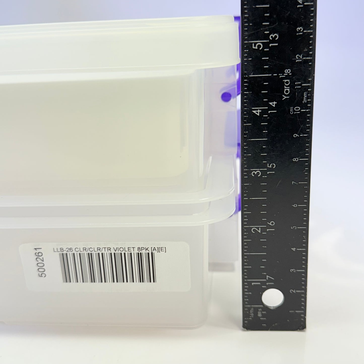 IRIS (2 PACK) Large Modular Latching Box - Purple Handle 14.8"L x 11"W  Clear