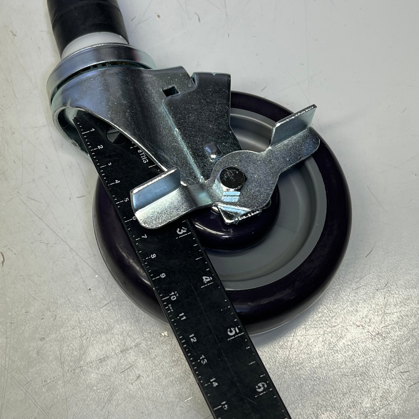 Caster Wheel W/ Brake For Work Table 5" Dia 3-1/4" W x 8-3/4" H Purple SLWTC005B