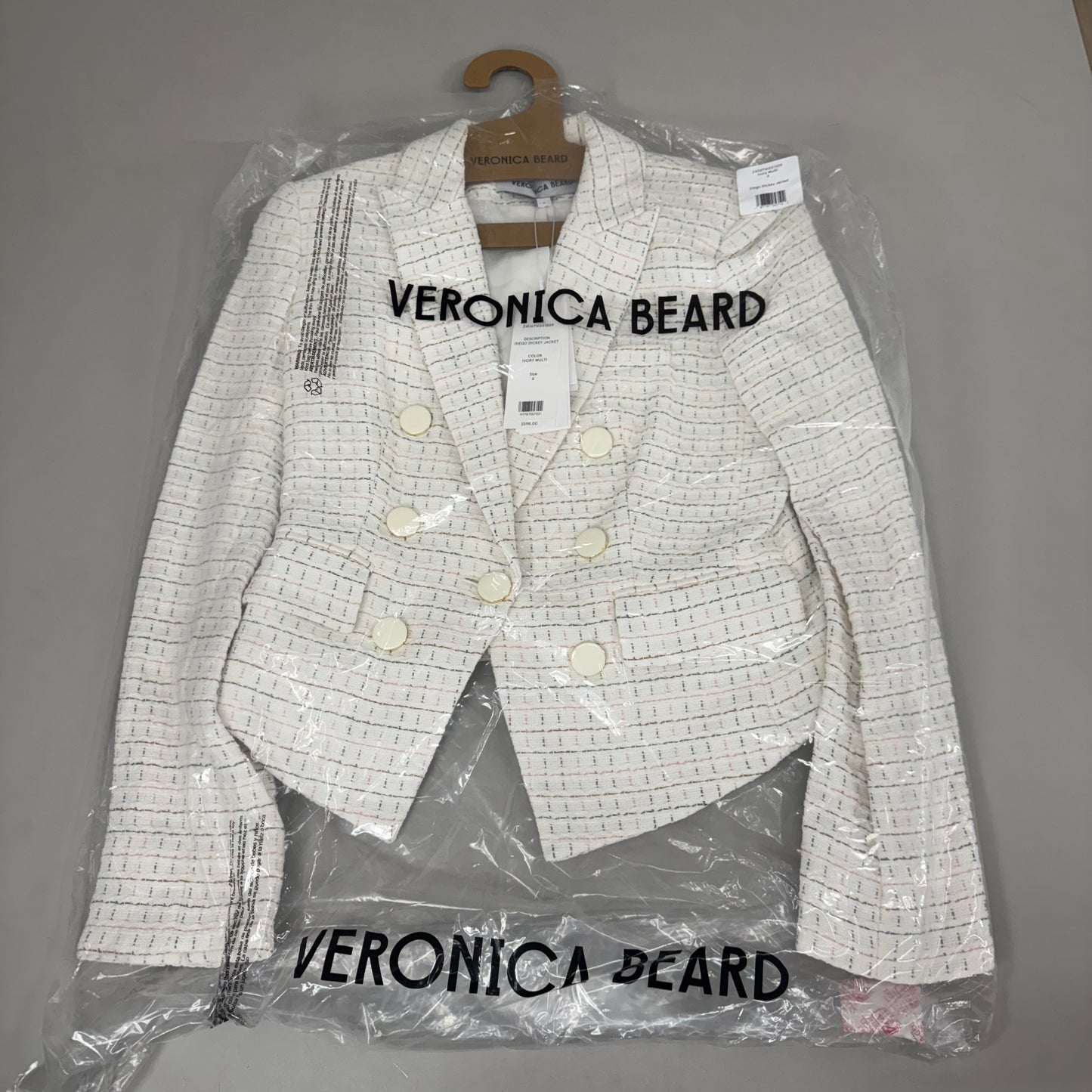 VERONICA BEARD Women's Diego Dickey Jacket Sz-6 Ivory/Multi 2406TW651509