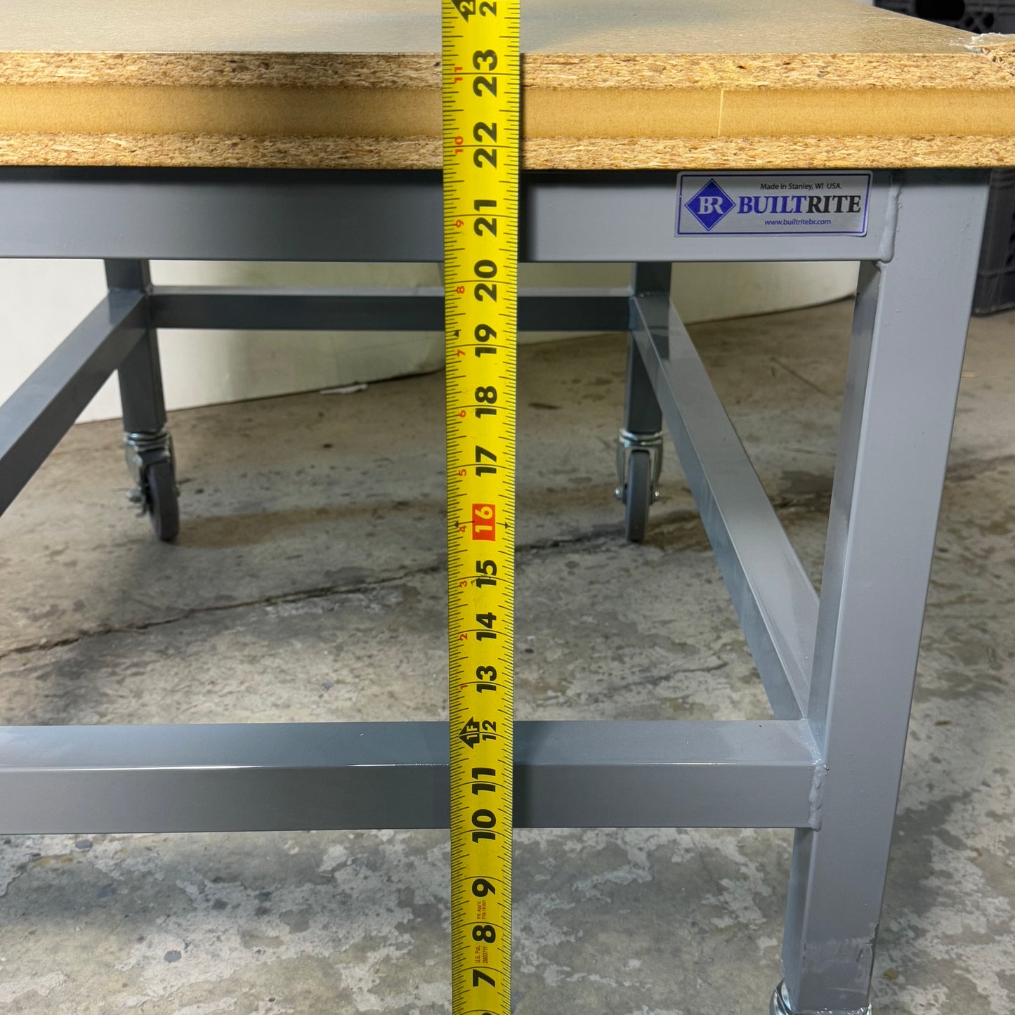 ZA@ BUILTRITE Table With Wheels, High resistance Sz 36”Lx24”Wx23”H (AS-IS, Minor Damage)