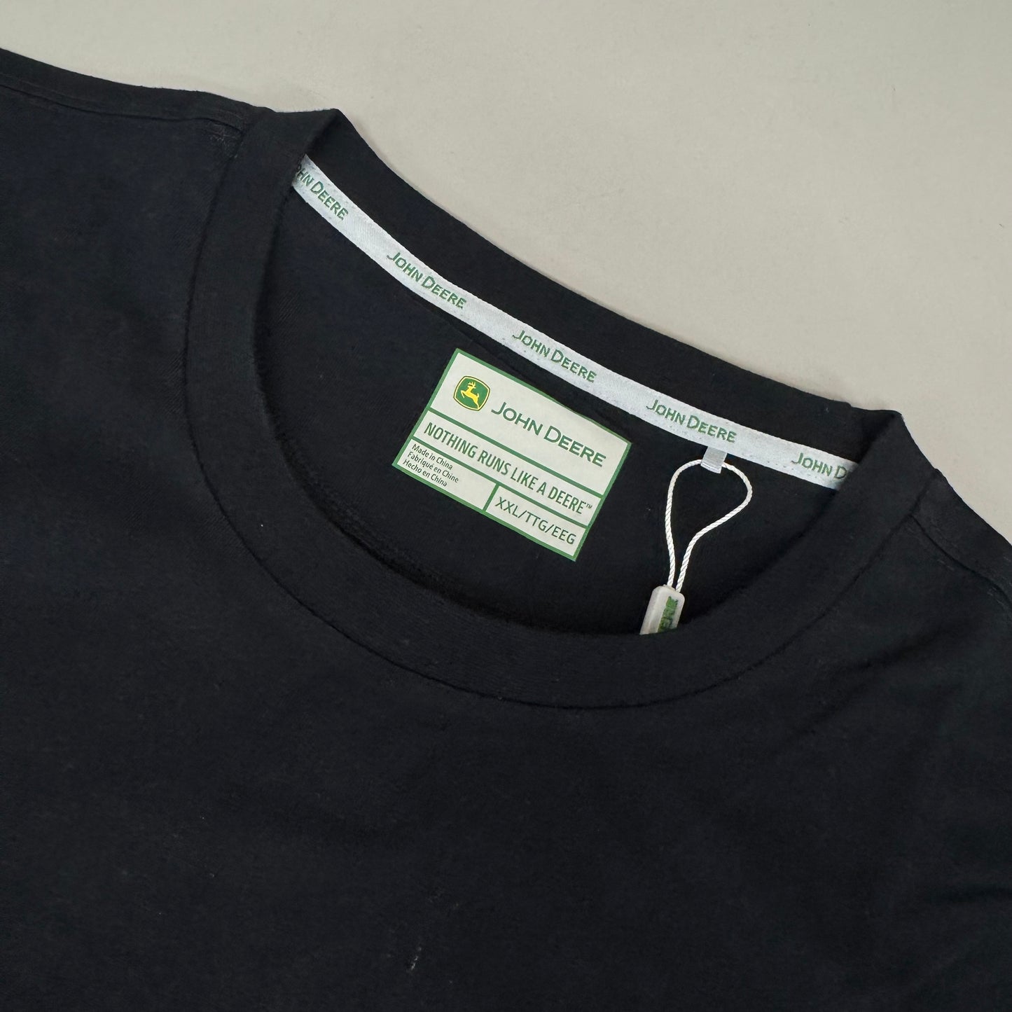 JOHN DEERE Embroidered Logo Short Sleeve Tee Shirt Men's Sz XXL Black 1896842