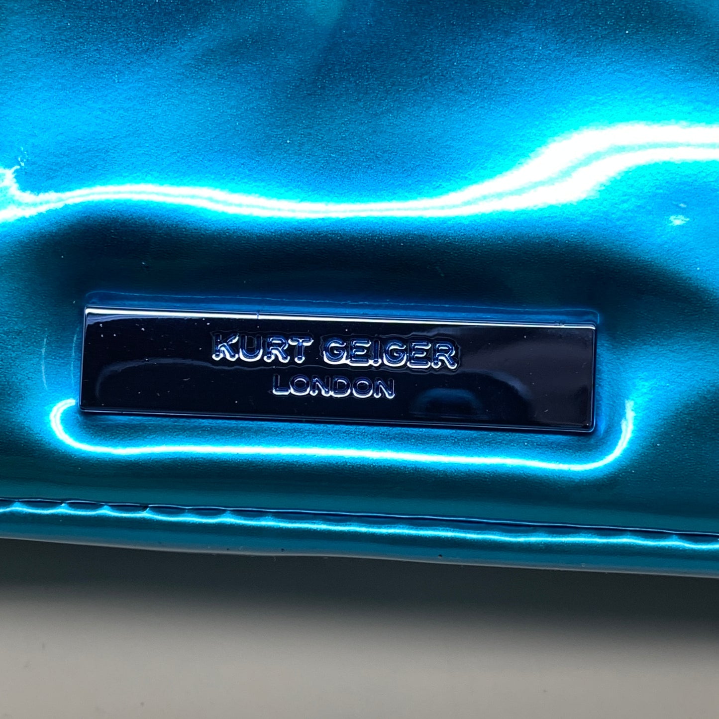 KURT GEIGER Mini Kensington Leather Evening Bag 8" x 6" Mid Blue 9091882109 New