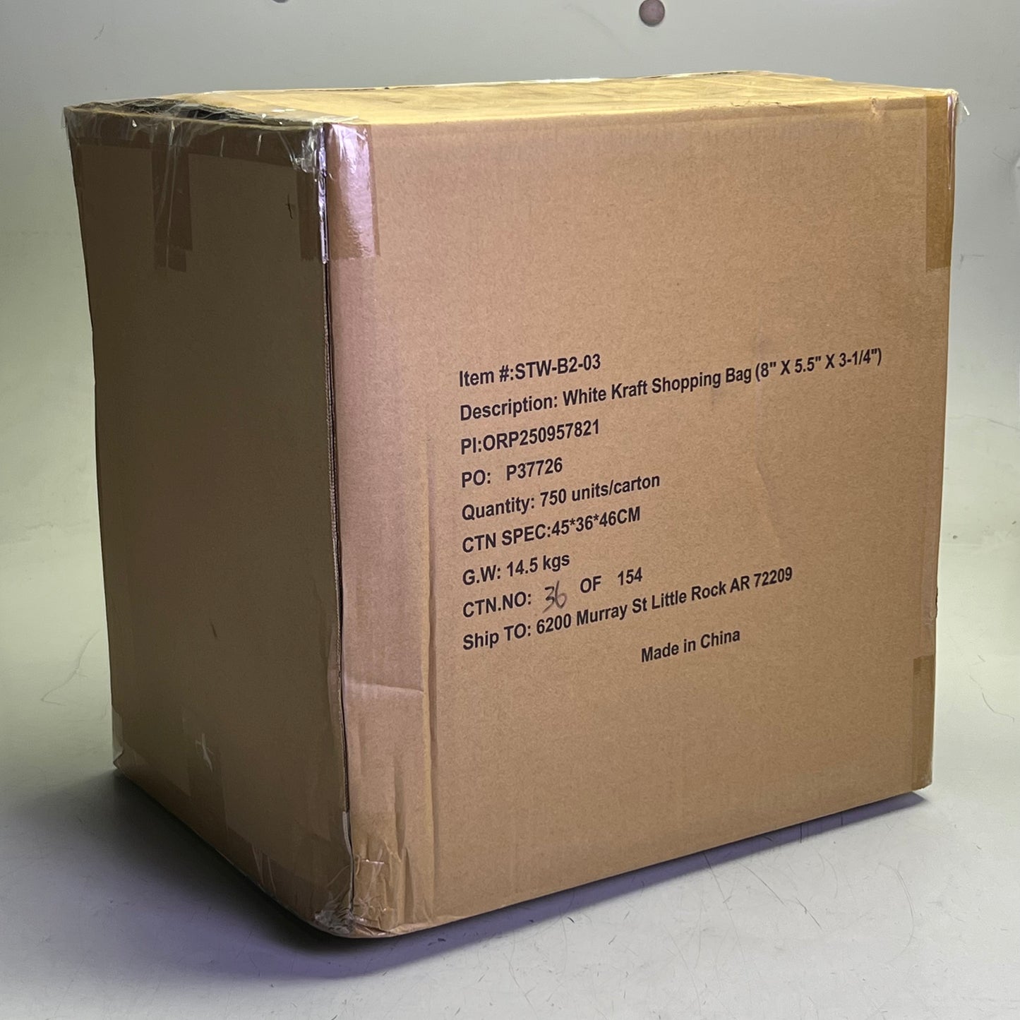 ZA@ STAIRWAY CANNABIS (750 Bags) White Kraft Shopping Bag Sz 8" x 5.5" x 3 1/4" STW-B2-03