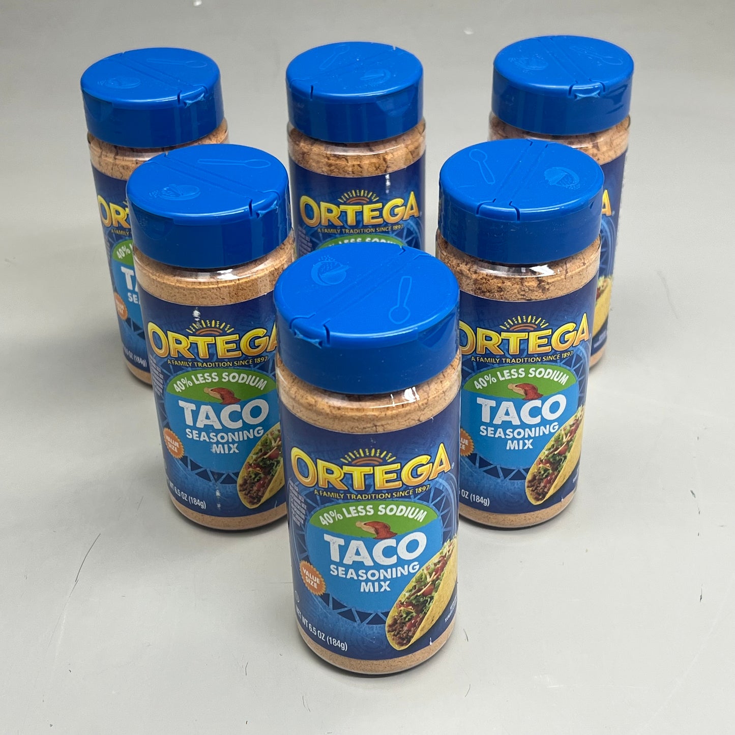 ORTEGA (6 PACK) Value Size Taco Seasoning Mix 40% Less Sodium 6.5 Oz BB 06/26