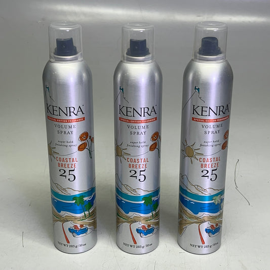 KENRA (3 PACK) Special Edition 25 Volume Spray Coastal Breeze Scent 10.0 oz
