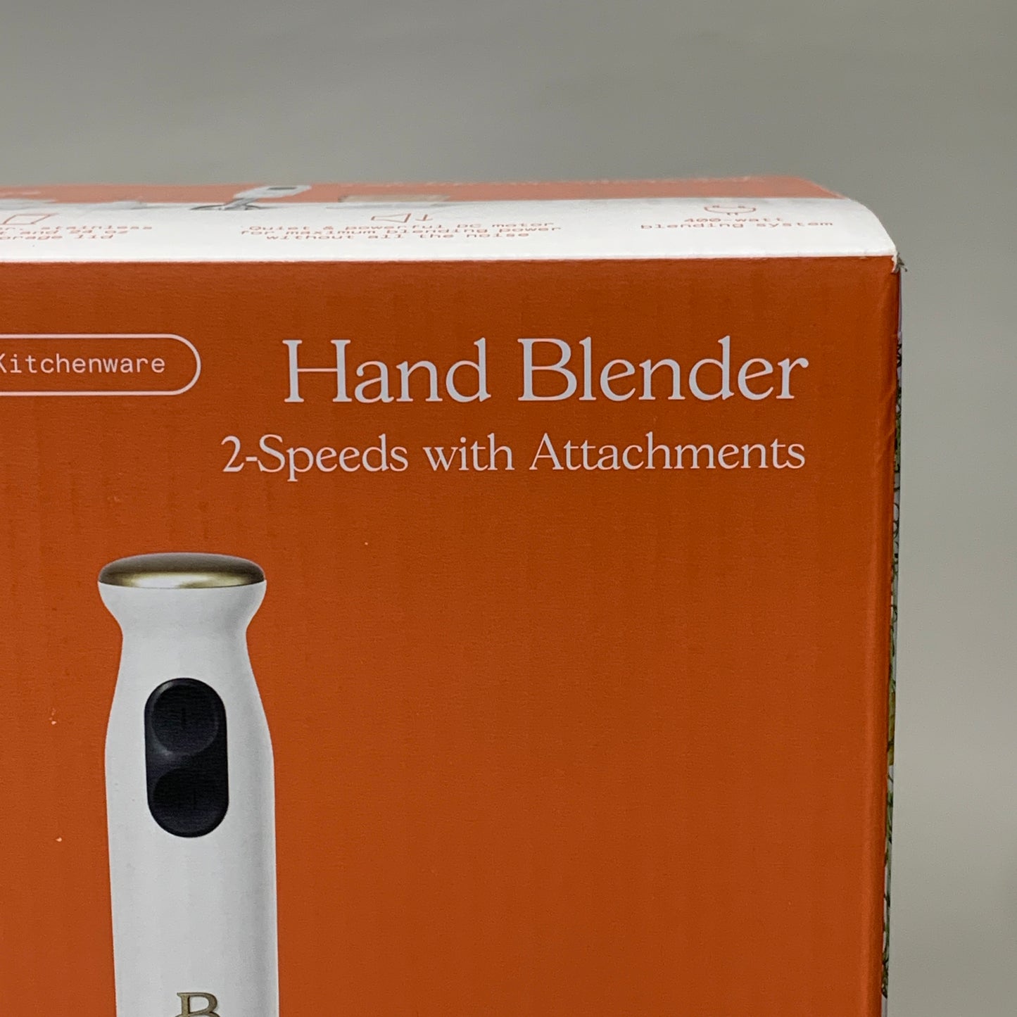 BEAUTIFUL 4-PEICE Hand Blender 2 Speeds with Attachments White by Drew Barrymore