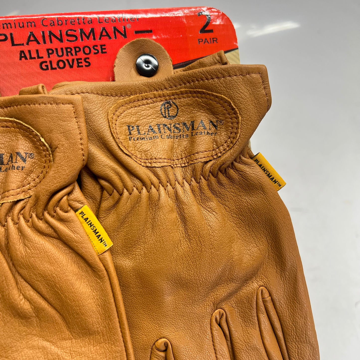 PLAINSMAN (2 PAIRS) Premium Cabretta Leather Gloves  Unisex Sz XL Brown GC208