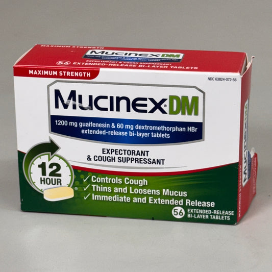 ZA@ MUCINEX DM (1 PACK, 52 PILLS TOTAL) Maximum Strength 12hr Cough Medicine BB 07/2026 Like New / Opened Box