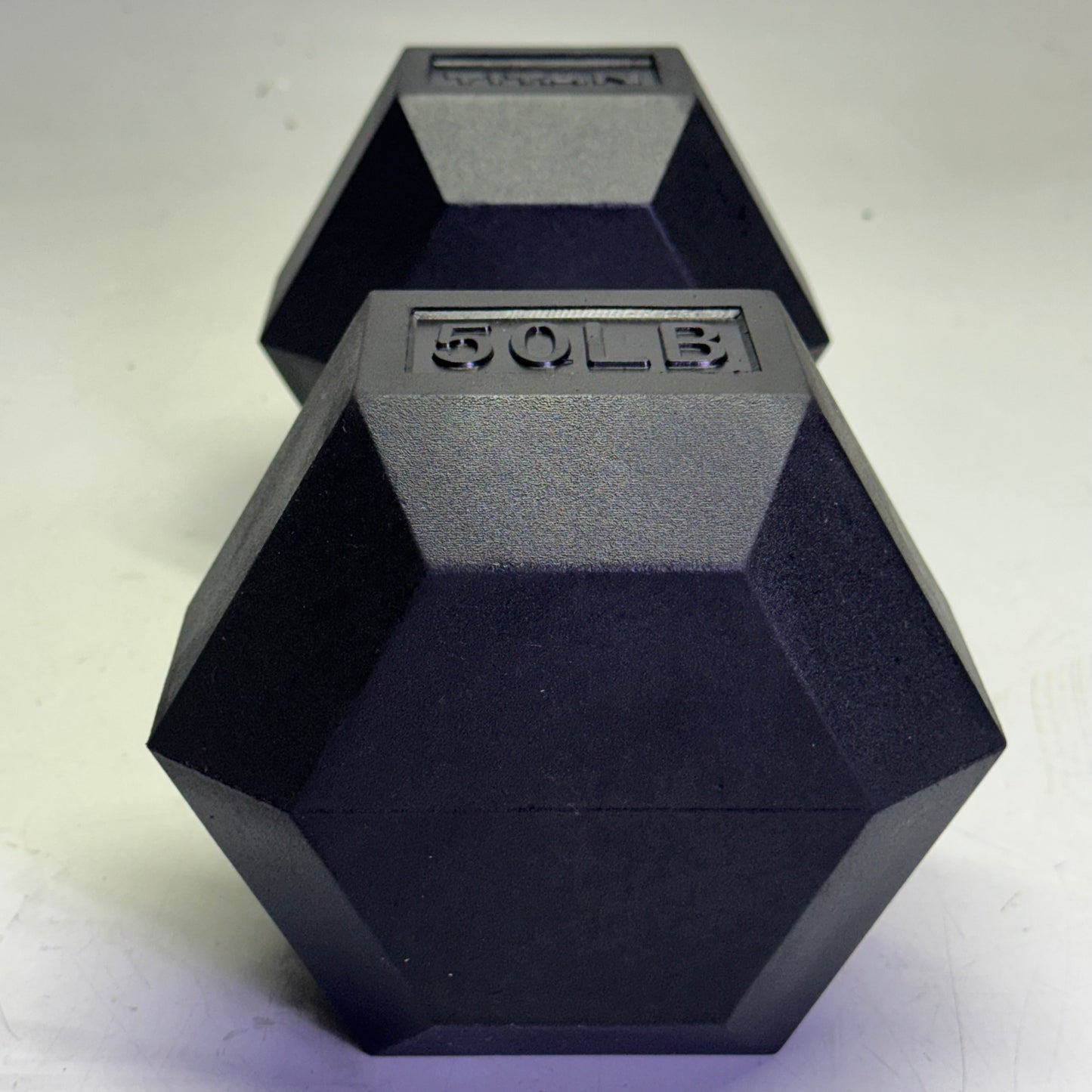 TITAN FITNESS (2 PACK) Black Rubber Coated Hex Dumbbell Single 50lb HEXDBB_50