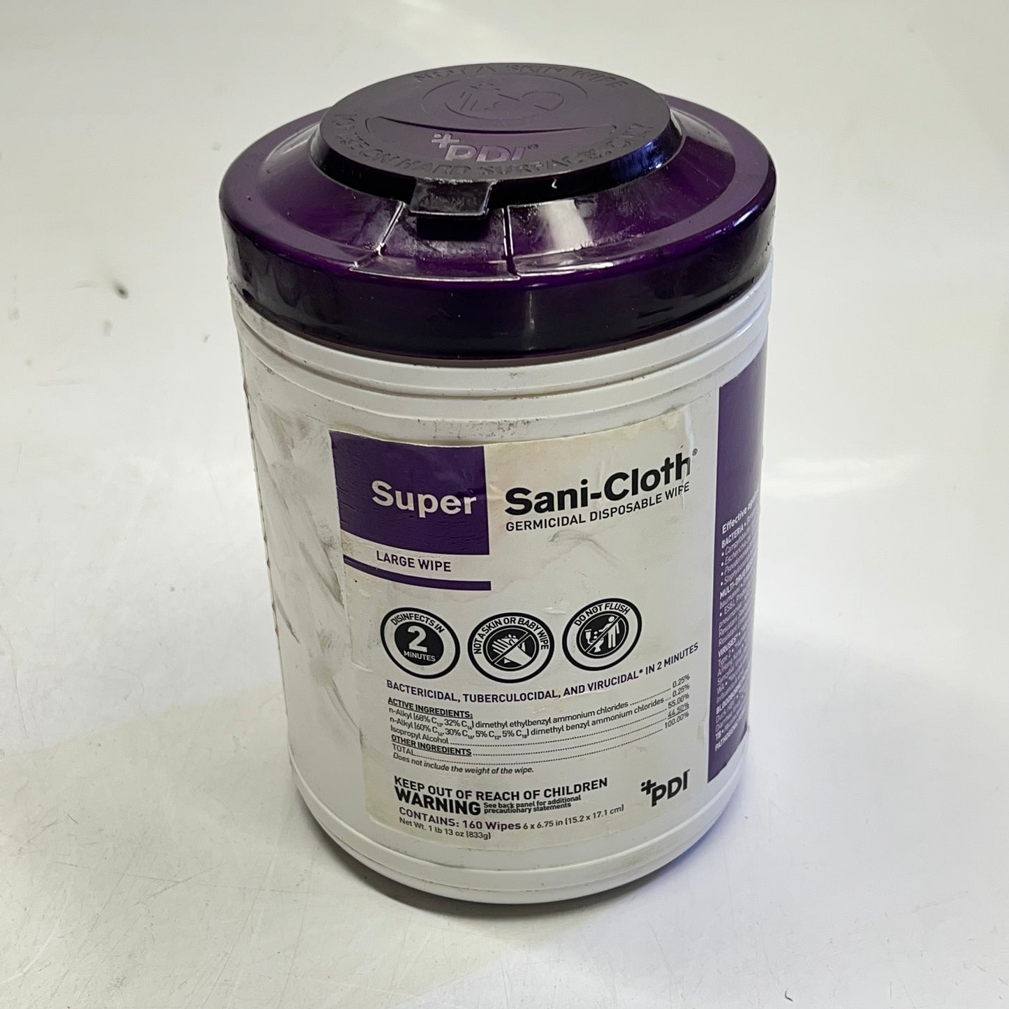 ZA@ PDI (11 PACK) Super Sani-Cloth Large Wipes 160ct Each BB 04/2025 (As-Is Dirty/Dented)