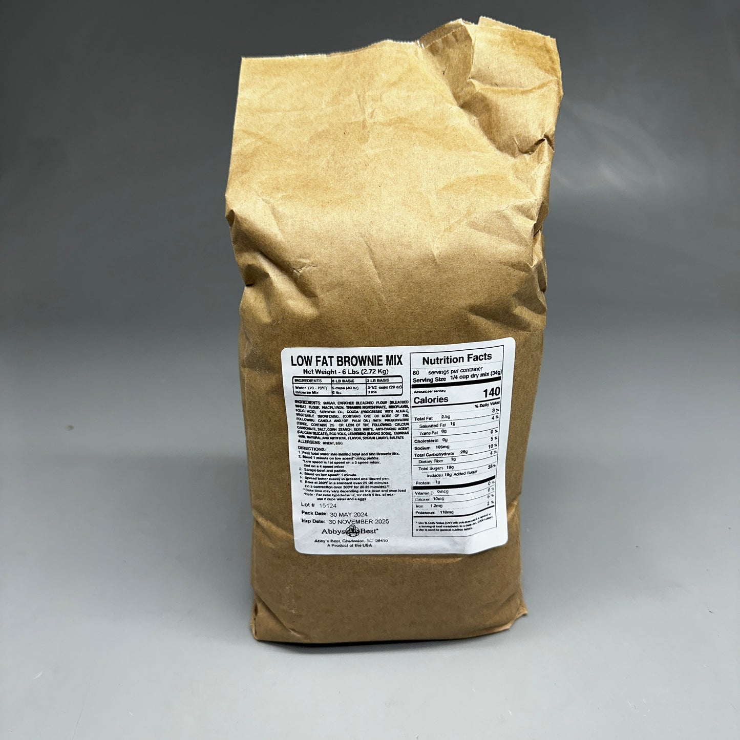 ZA@ ABBY’S BEST (6 POUNDS) Low Fat Brownie Mix Chocolate BB 11/25 C