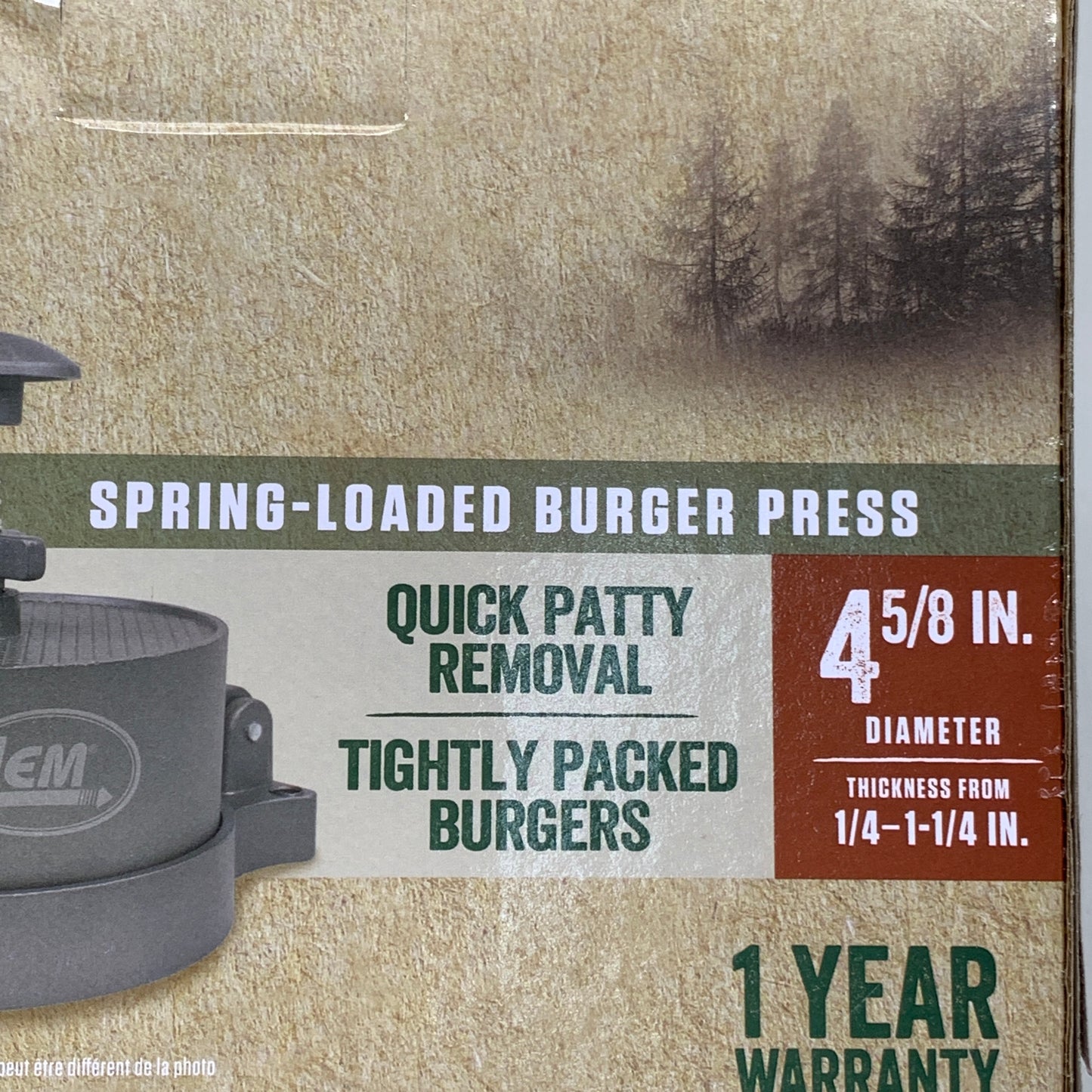 LEM Spring-Loaded Burger Press 4-5/8" Diameter Thickness 1/4-1-1/4" 1261