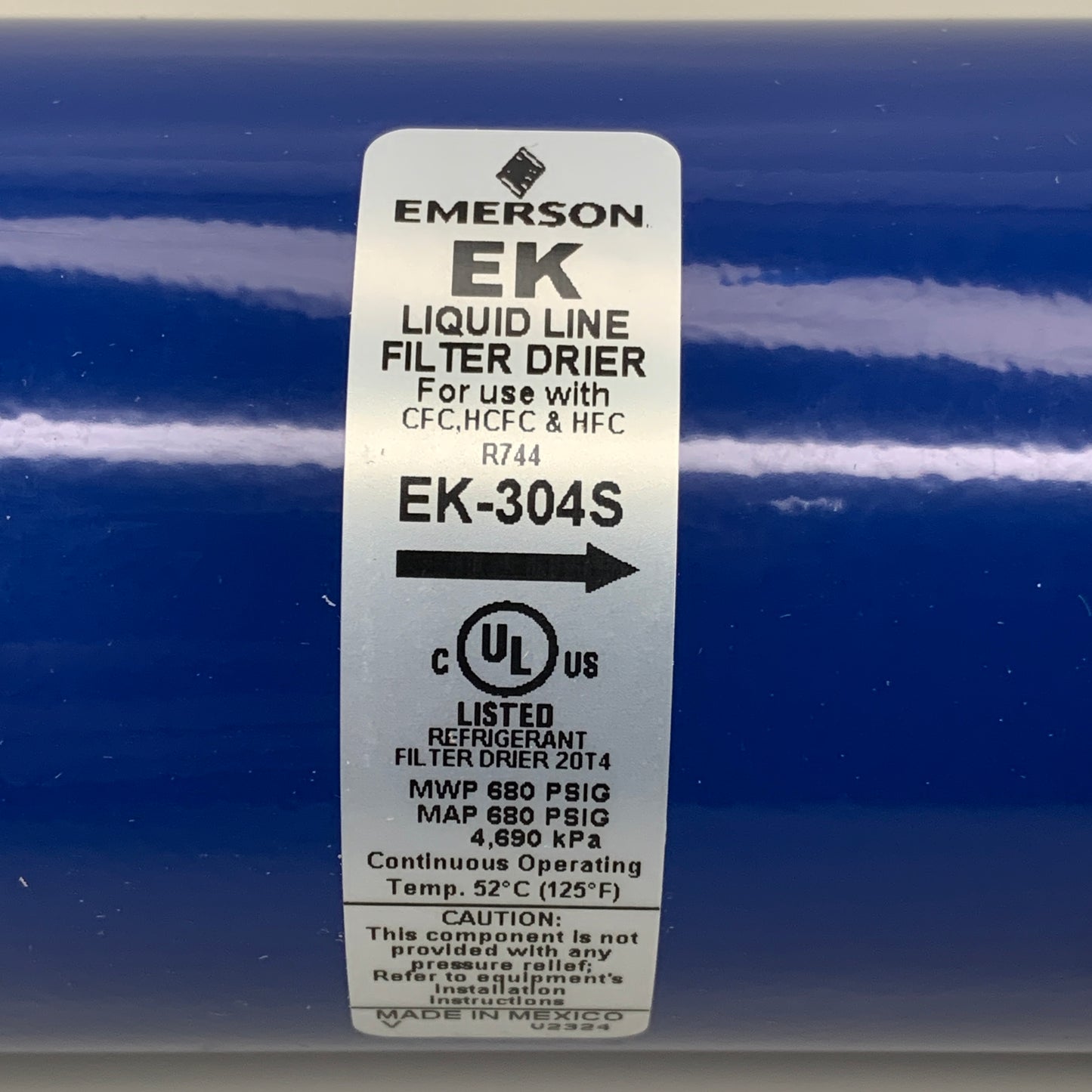 EMERSON Liquid Line Filter Drier 30 Cubic Inch 1/2" ODF Solder EK 304S 048213