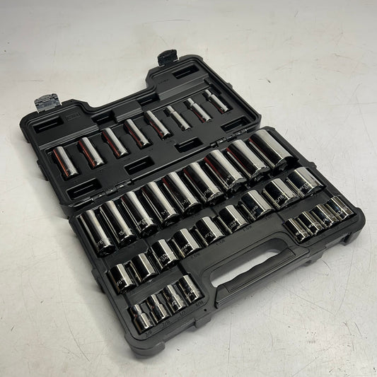 WESTWARD (34 PIECES) Drive Socket Set Sae 3/8" To 1-3/8" Chrome 53PN56