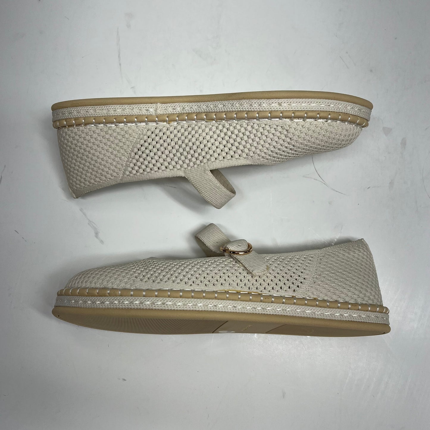 EASY SPIRIT Francene Knit Mary Jane Espadrille Flats Womens Sz 8.5M Ivory (As-Is)