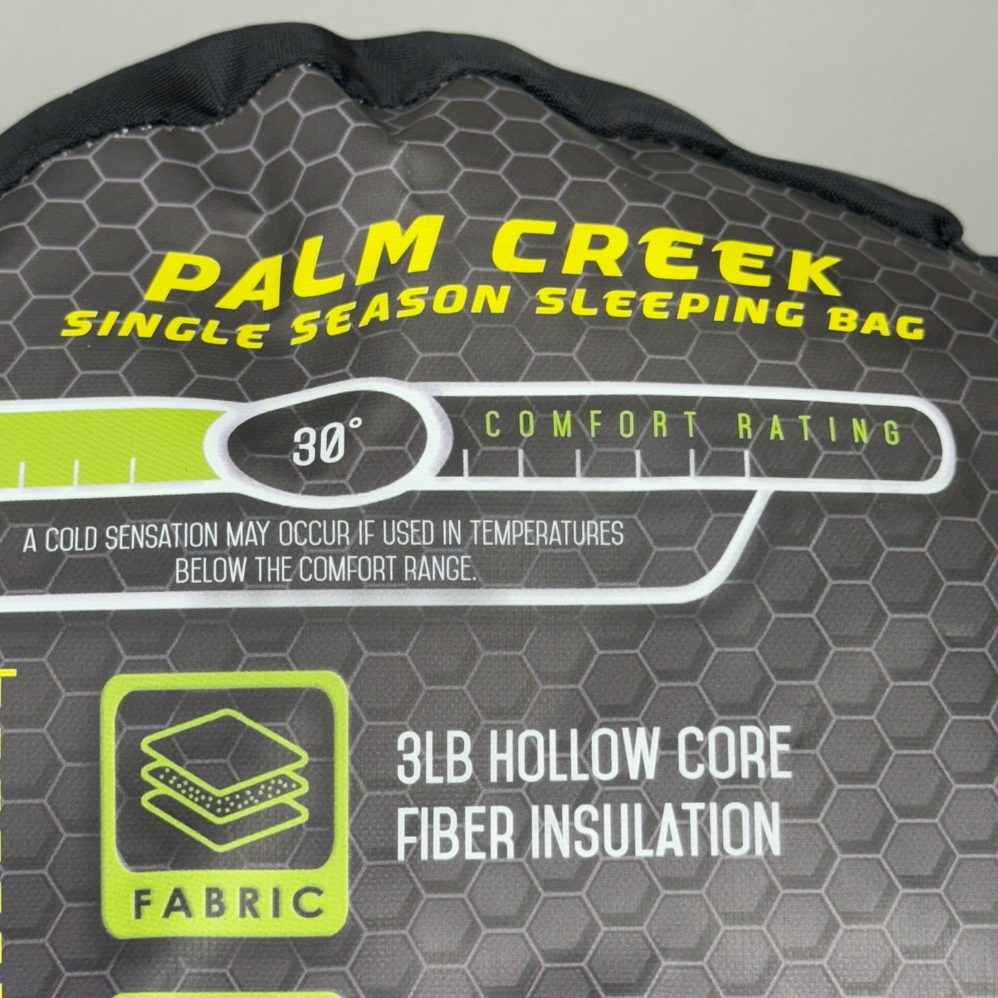 WFS PALM CREEK Single Season Sleeping Bag 30°F Hollow Core Insulation Grey