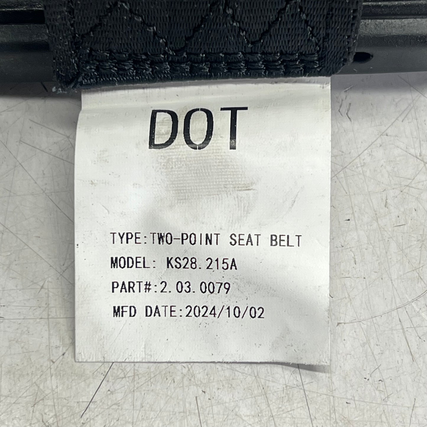 DOT Retractable Seat Belt (Belt Only) Adjustable Black 2.03.0079 KS28.215A