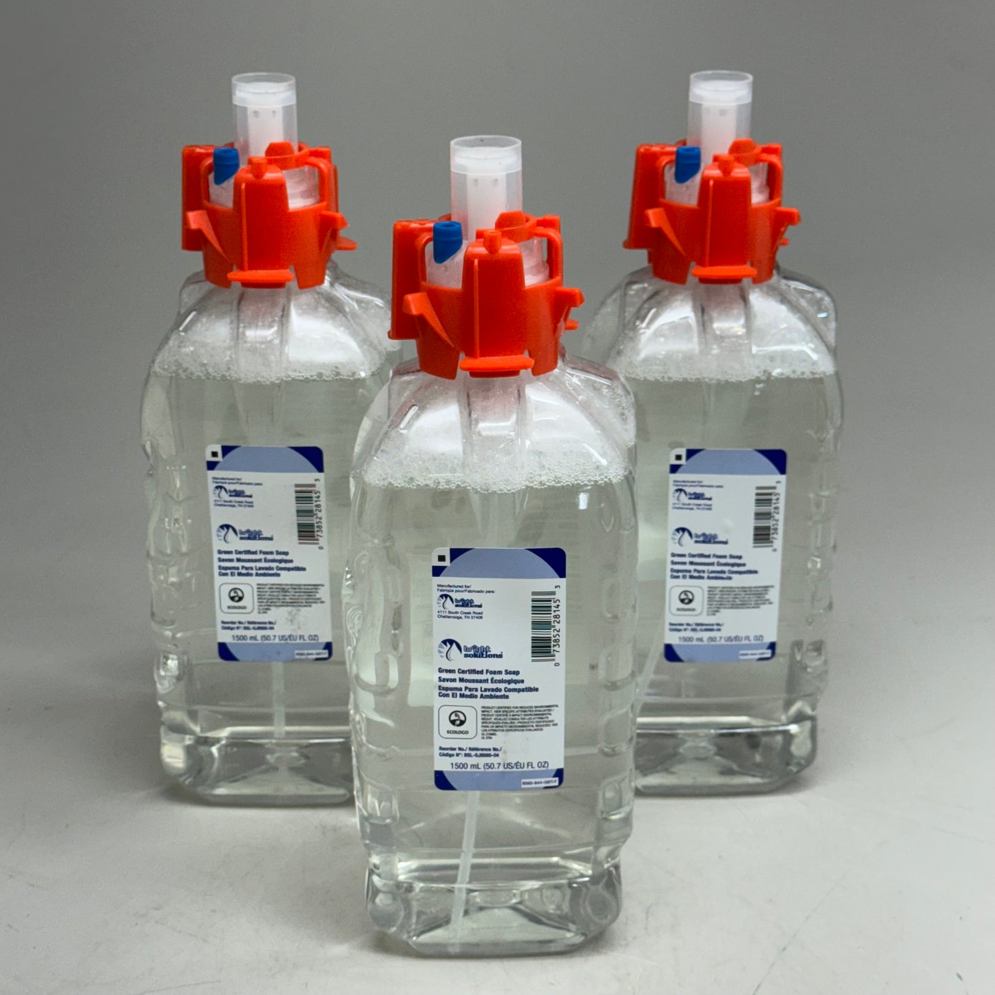 BRIGHT SOLUTIONS (3 Pack) Green Certified Foam Soap 1500ml Clear BSL-GJ8565-04 (New Other- Slightly Distressed Packaging)