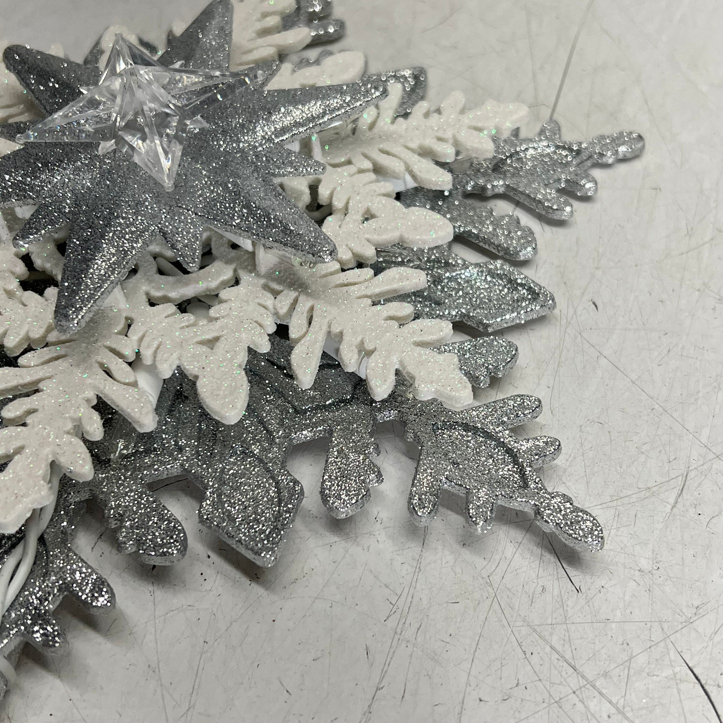 KURT S ADLER Glittered Snowflake Tree Topper Christmas Decor Silver/White UL2319