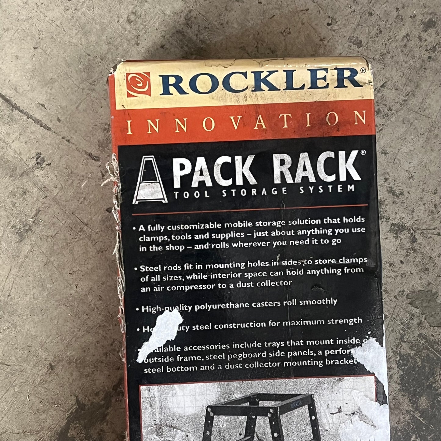 ROCKLER Pack Rack Plus Clamp & Tool Storage System 31"Lx24"Wx58"H Black 53871