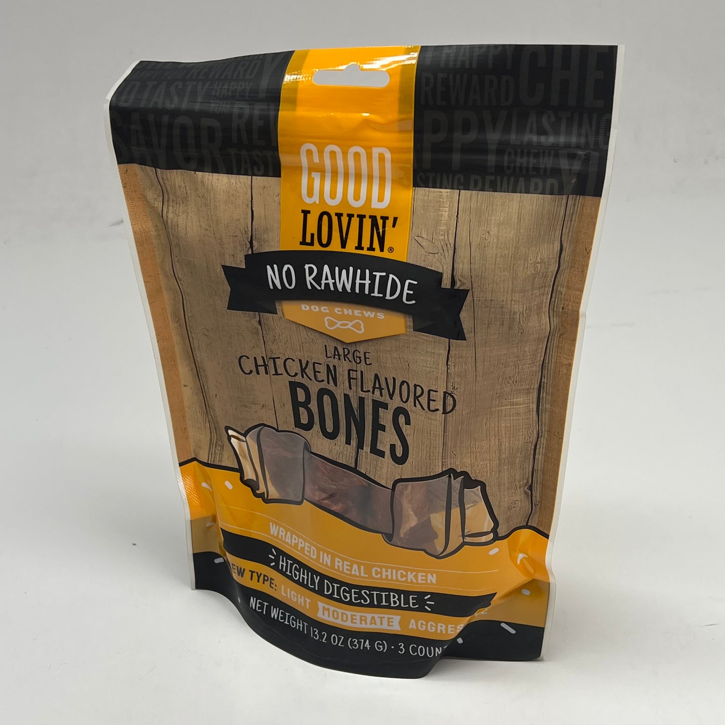 GOOD LOVIN (2 PACK) No Rawhide Dog Chews Chicken Flavored Bones 13.2oz BB 03/28