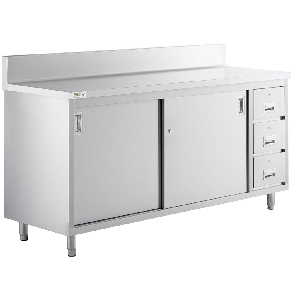 Z@ REGENCY Enclosed Base Sliding Doors Table 74”x36”x24” Stainless Steel 600EBTB2472R (AS-IS)