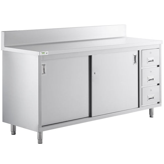 Z@ REGENCY Enclosed Base Sliding Doors Table 74”x36”x24” Stainless Steel 600EBTB2472R (AS-IS)