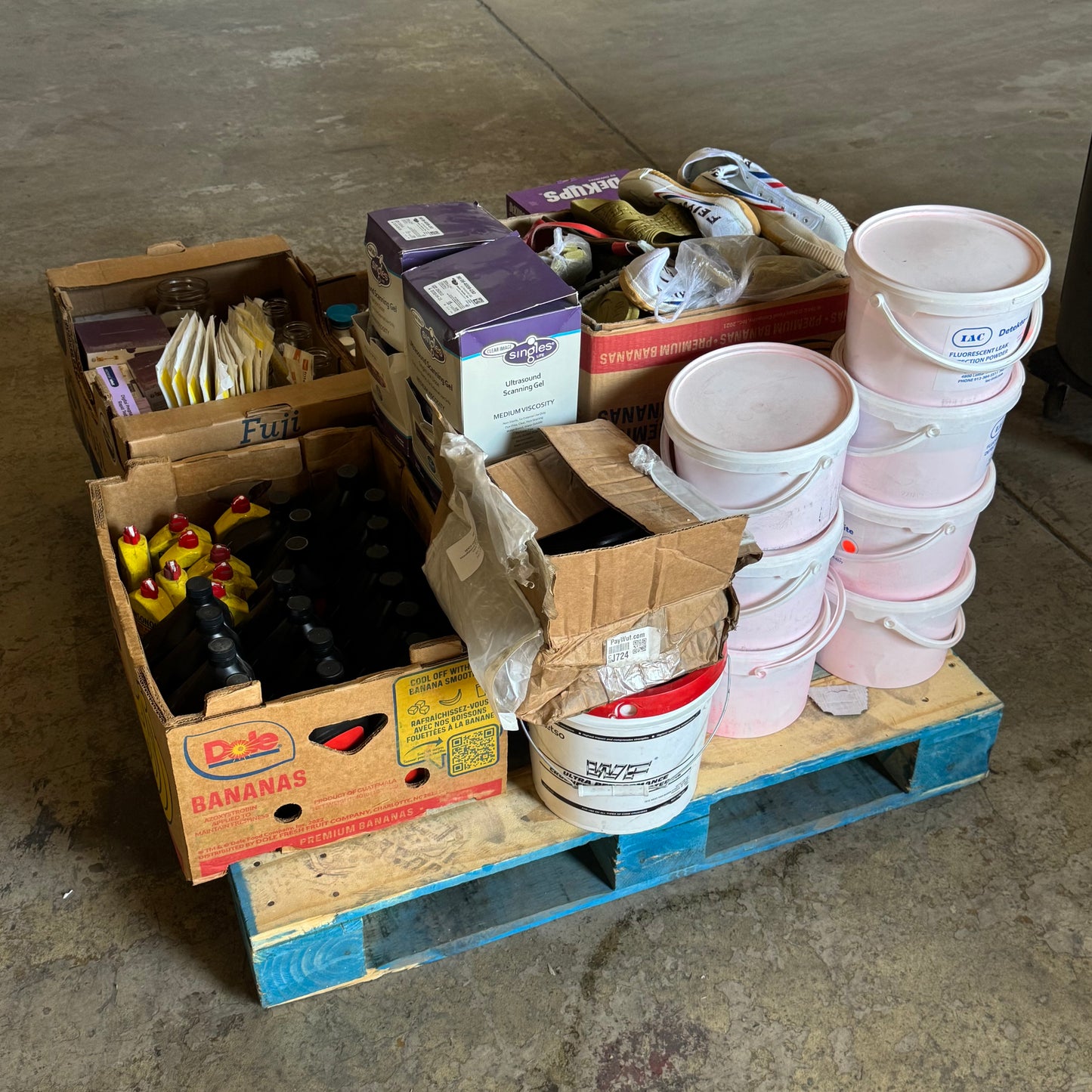 ZA@ Pallet of MIXED Engine Oil, Biological Booster, Daily Nutrition for all Shrimp, Flange Sizing Kit, Coffee, Etc... (AS-IS)