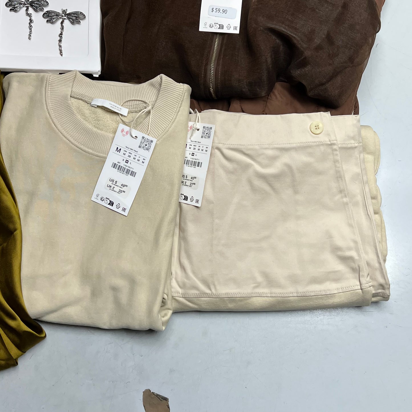 ZA@ ZARA Lot of Assorted Clothing Quilted Coat, Dress, Pullover & Pants Women's Sz S/M/XL Multicolor