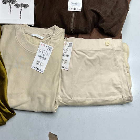 ZA@ ZARA Lot of Assorted Clothing Quilted Coat, Dress, Pullover & Pants Women's Sz S/M/XL Multicolor