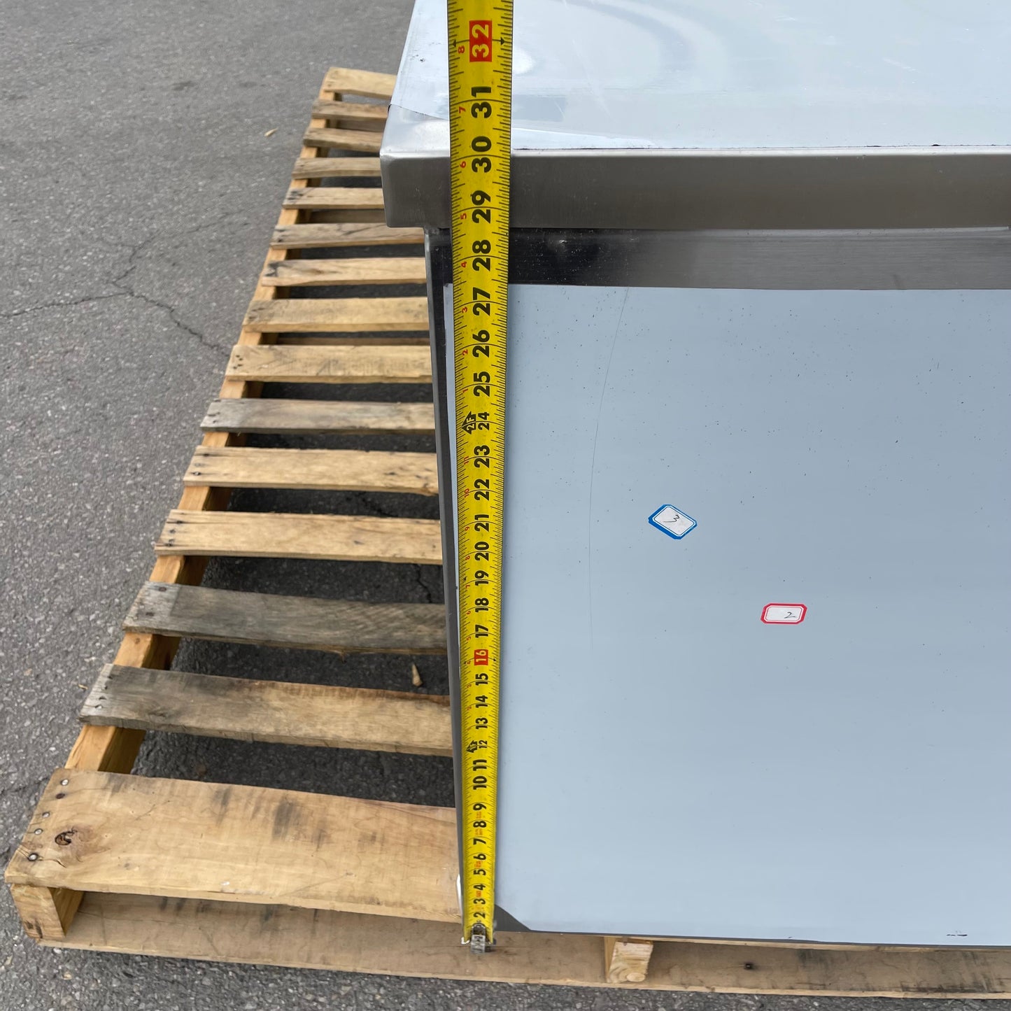 ZA@ REGENCY Enclosed Base Table w/ Open Front 96”x30”x24” Stainless Steel 600EBT2496 (AS-IS, Bent)
