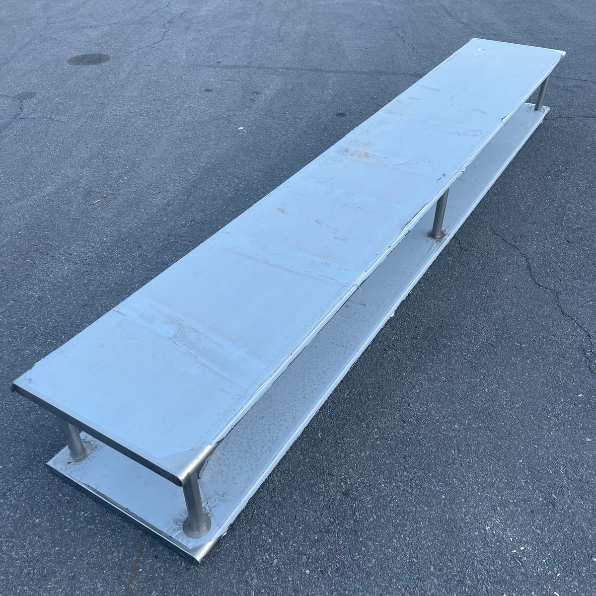 REGENCY NSF 16 Gauge Type 304 Stainless Steel Pass-Through Shelf with Overshelf 144"x24" Stainless Steel
