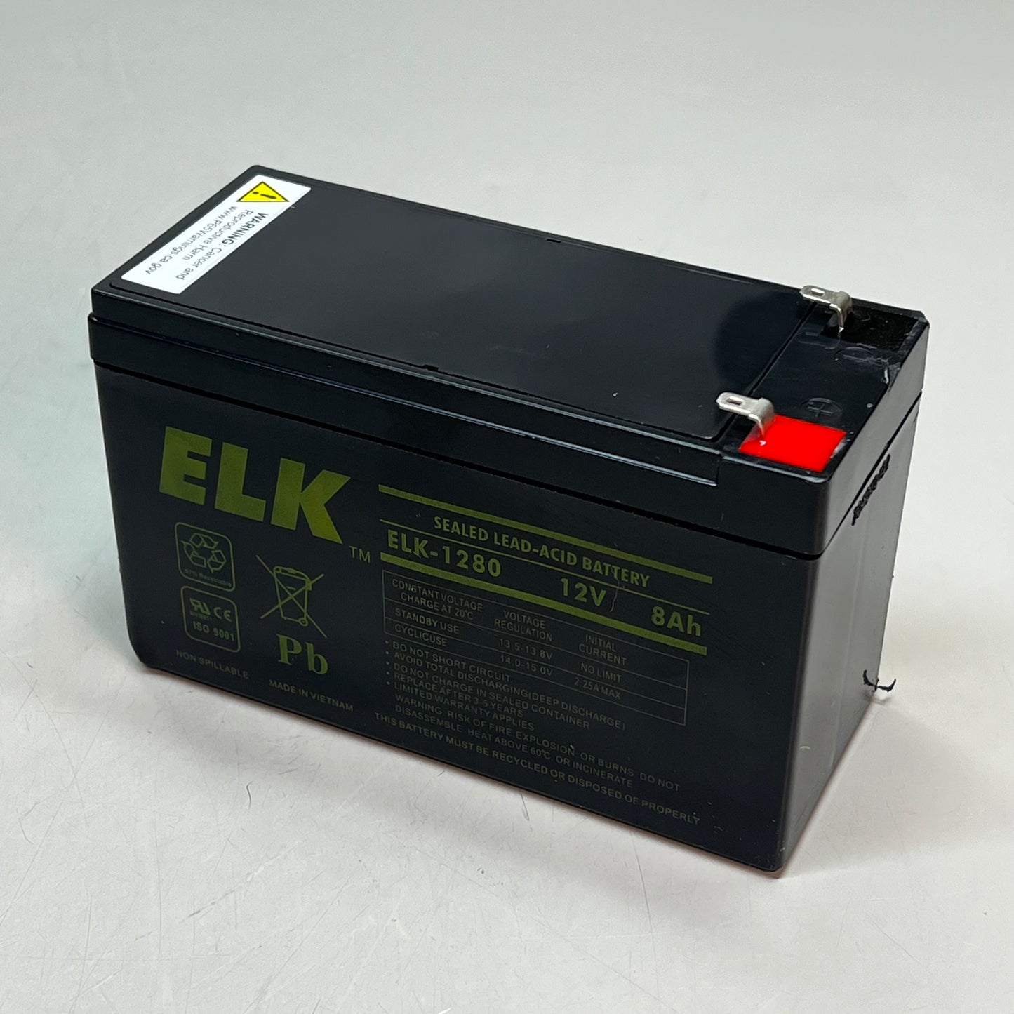 ELK Rechargeable Sealed Lead-Acid Battery Maintenance Free 12V 8Ah ELK-1280