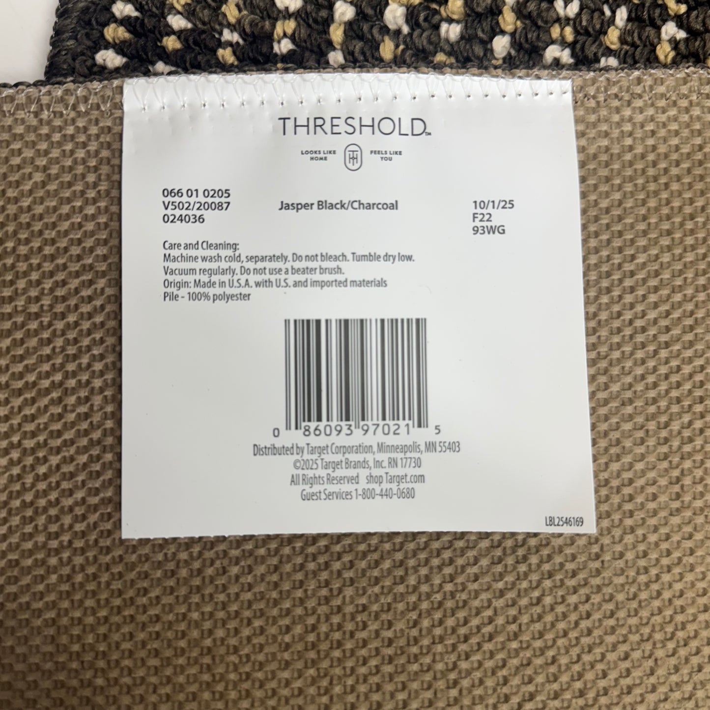 THRESHOLD Threshold Target Area Rug Mat-Jasper Black/Charcoal Sz 24" x 36"