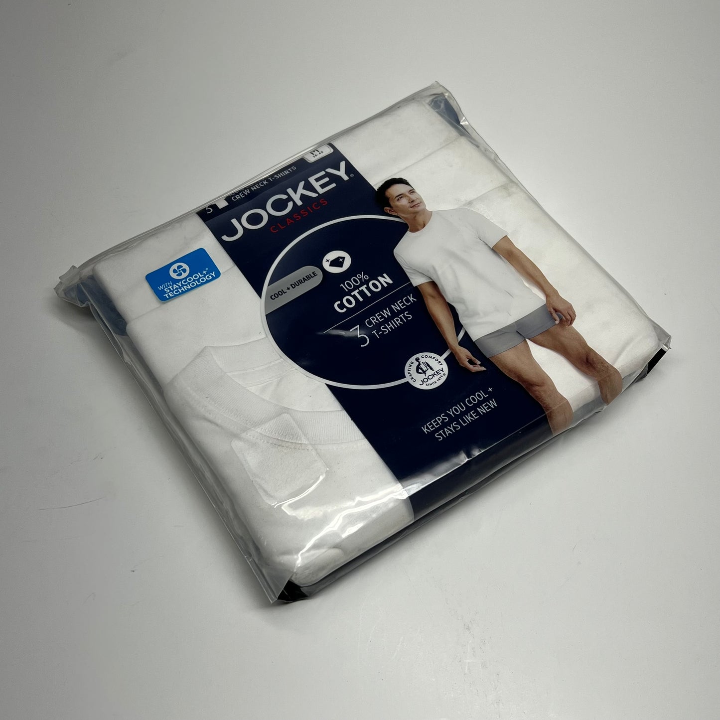 JOCKEY (2 PACK) Crew Neck T-shirts 100% Cotton Men's Sz M White 000980/100