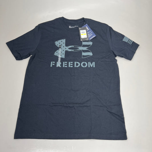 UNDER ARMOUR Freedom Logo T-Shirt Men's Black Pitch Gray Sz M 1370811 (New)