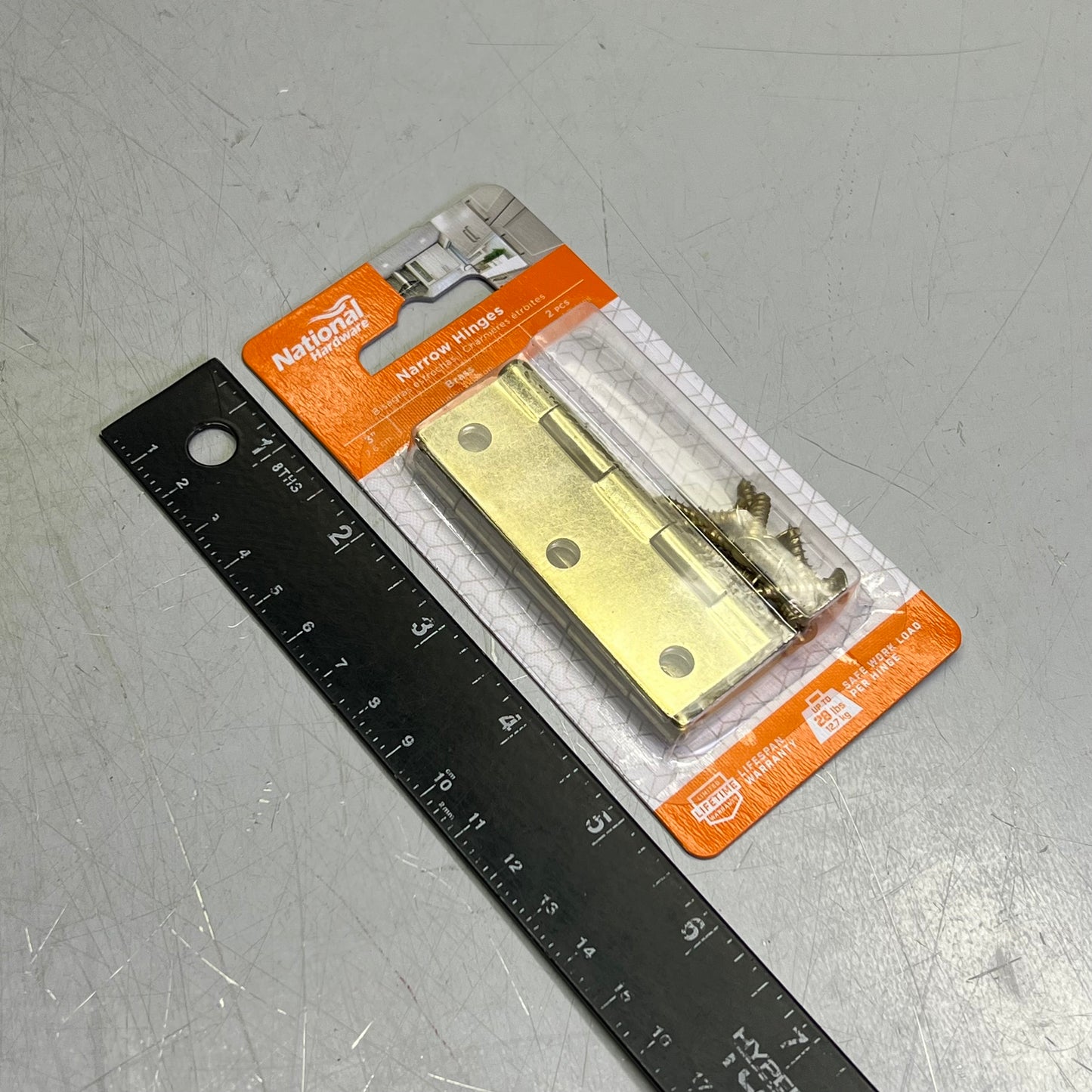 NATIONAL HARDWARE  (2 PACK) Steel Narrow Hinge 3" W Frame 0.065"  Brass N142-067