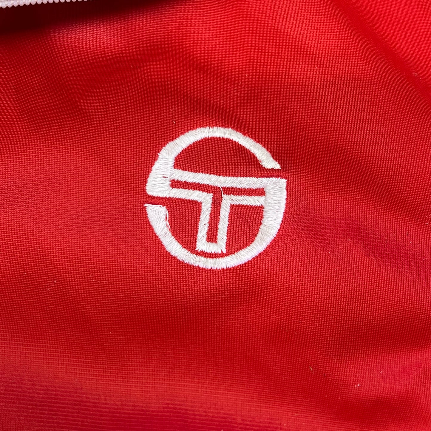SERGIO TACCHINI Sportswear Track Suit Zip Up Jacket US Sz 40 Red/Cream (Used)