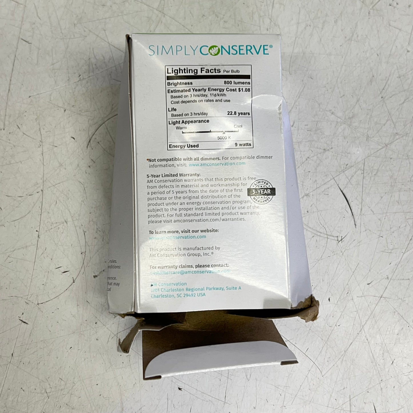 ZA@ SIMPLY CONSERVE (3 PACK) LED Light Bulb 800 Lumens Daylight L09A1950KENCL (As-Is)