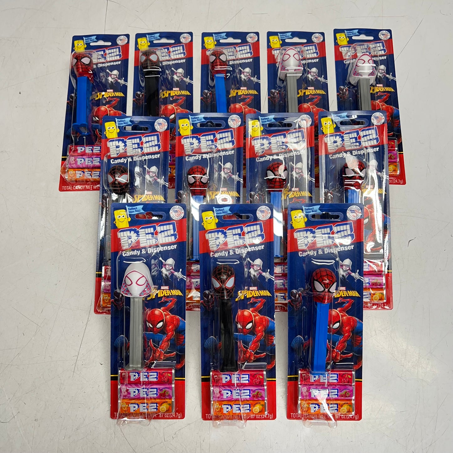 PEZ (12 PACK) Spiderman Charactors Candy Dispensers W/ Candy 079116 BB 01/31