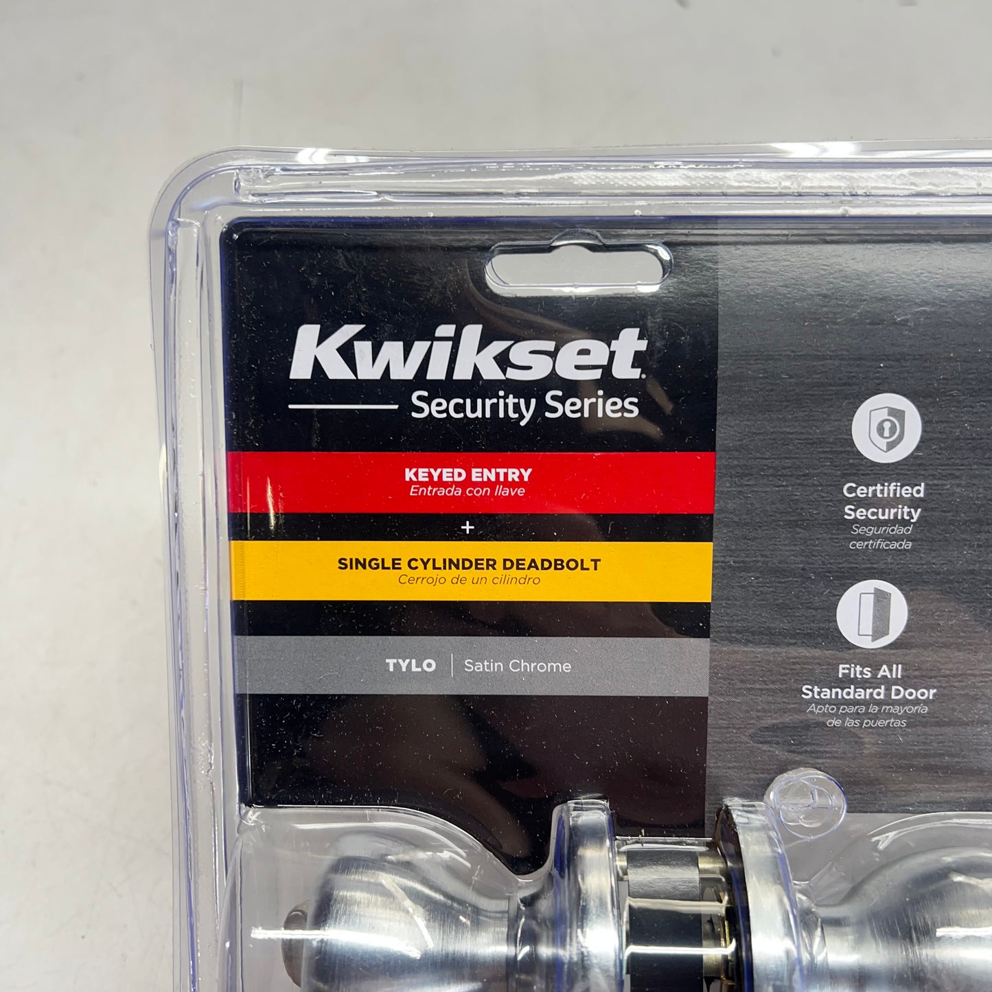 KWIKSET Tylo 400 Knobs & 660 Single Cylinder Deadbolts Satin Chrome 92420-036