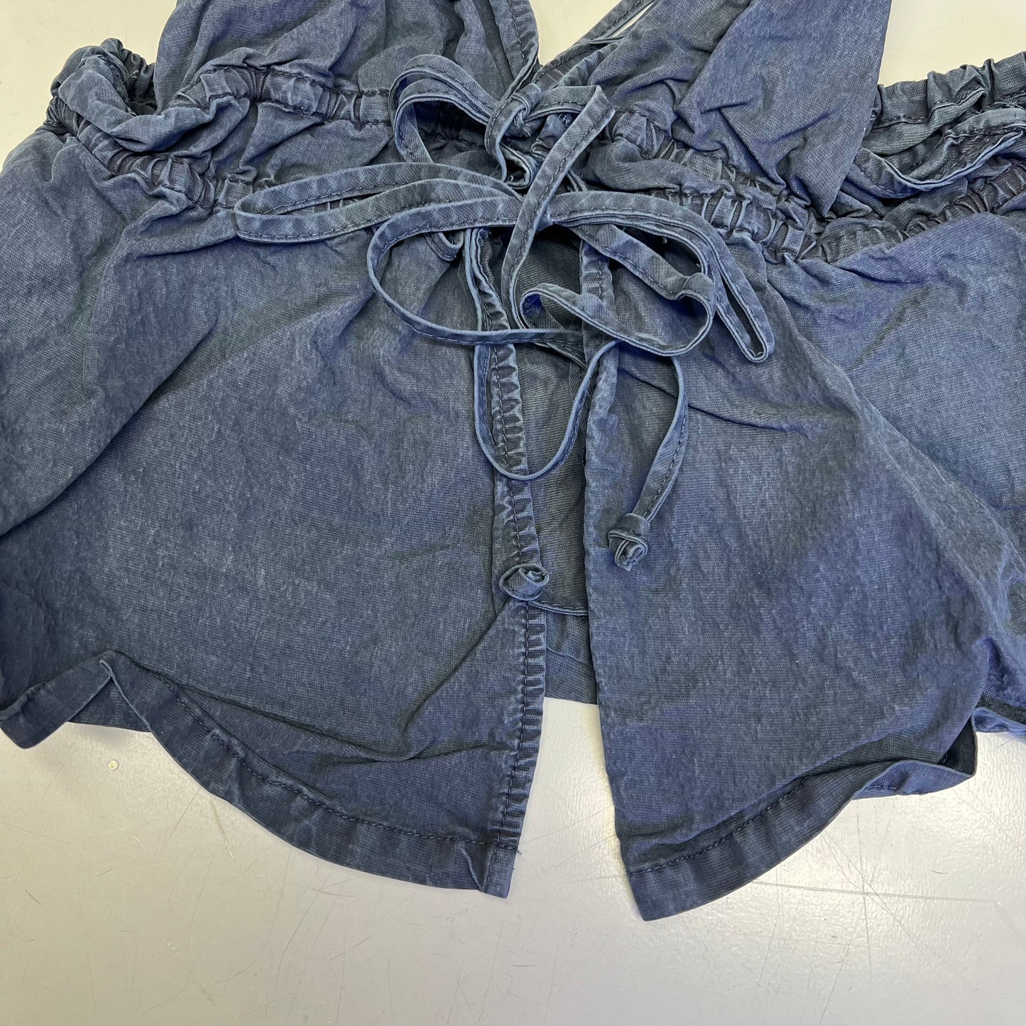 FREE PEOPLE Sidra Set Halter Top & Knee Shorts Women's Sz S India Ink 98363328