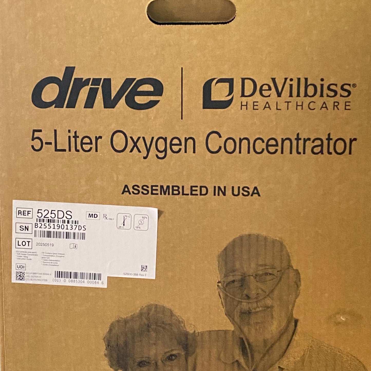 DEVILBISS HEALTHCARE 5 Liter Oxygen Concentrator 24.5" x 13.5" x 12" Black 525DS