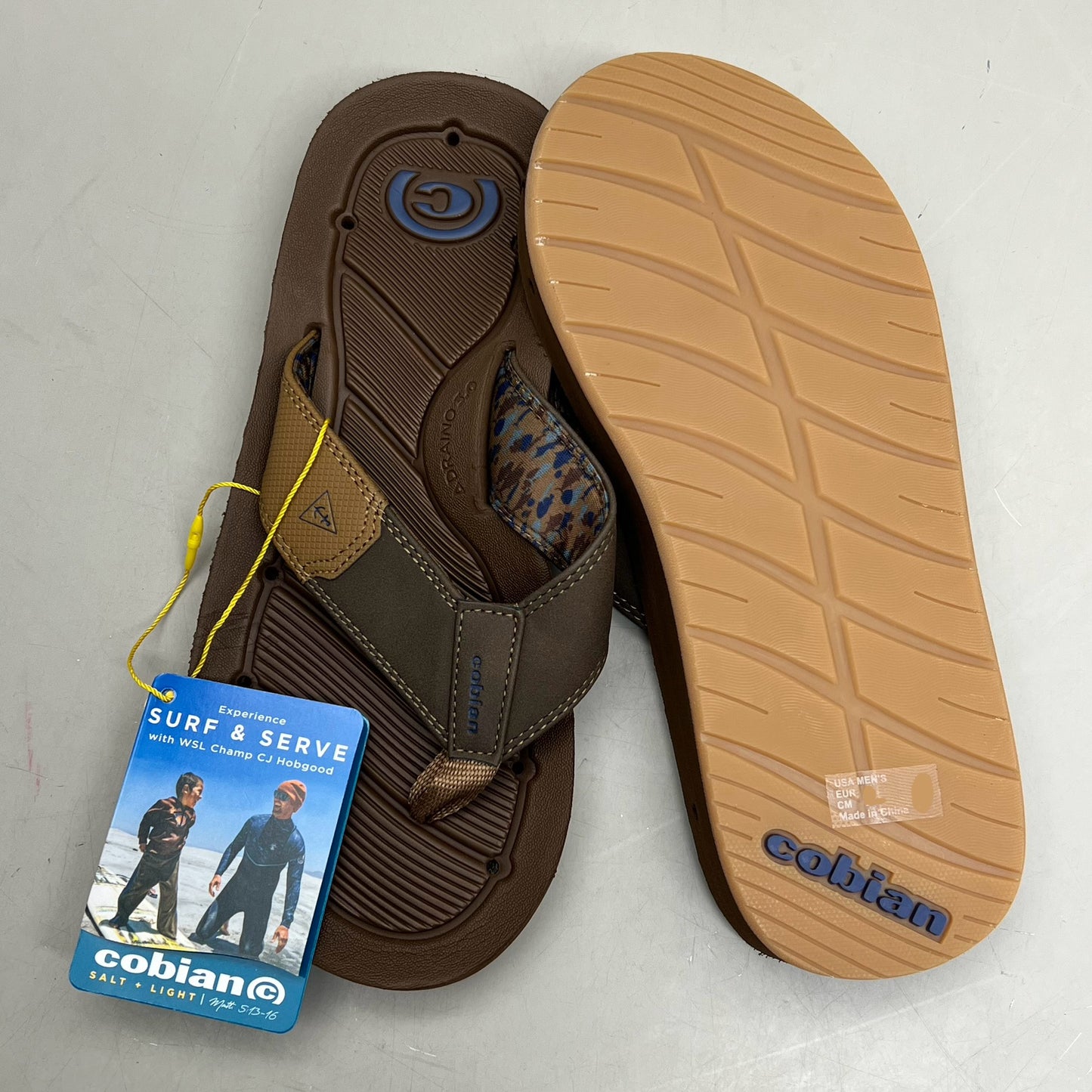 COBIAN Synthetic Suede Draino 3 Sandals  Men's Sz 12, EU 45 Brown HBD23-200-12